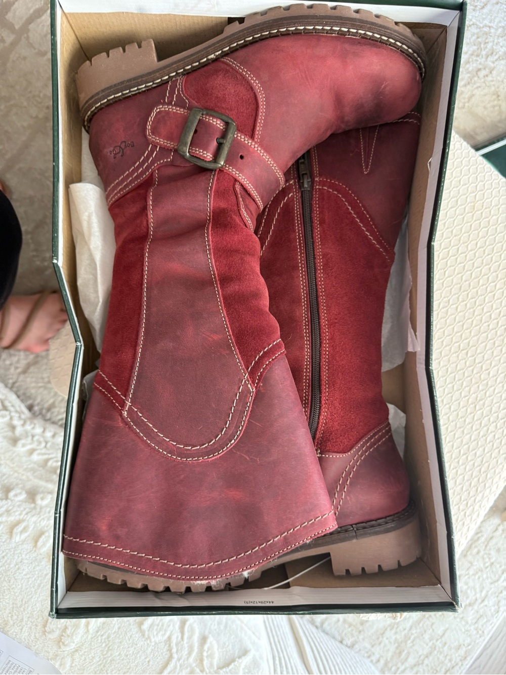 Bos. & Co. Women's Red/ Plum Leather & Suede Hopper Boots